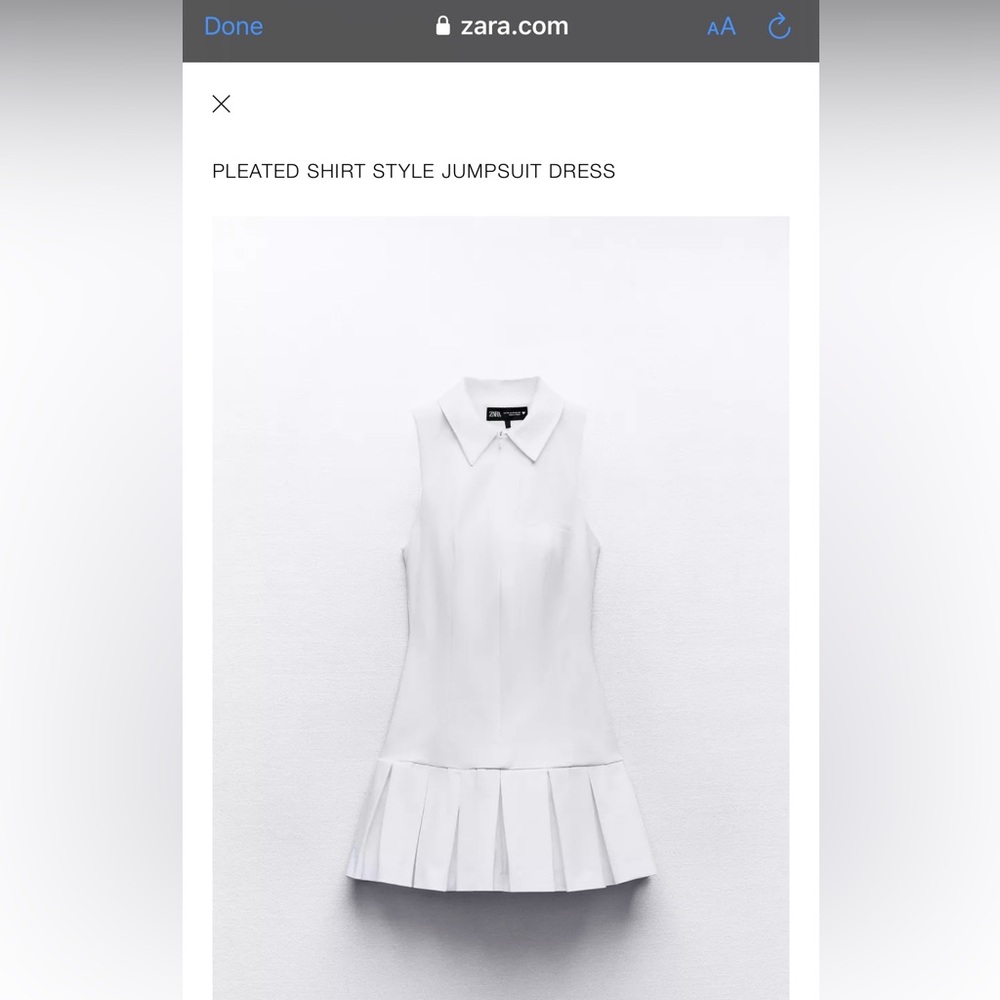 ZARA PLEATED SHIRT STYLE JUMPSUIT DRESS